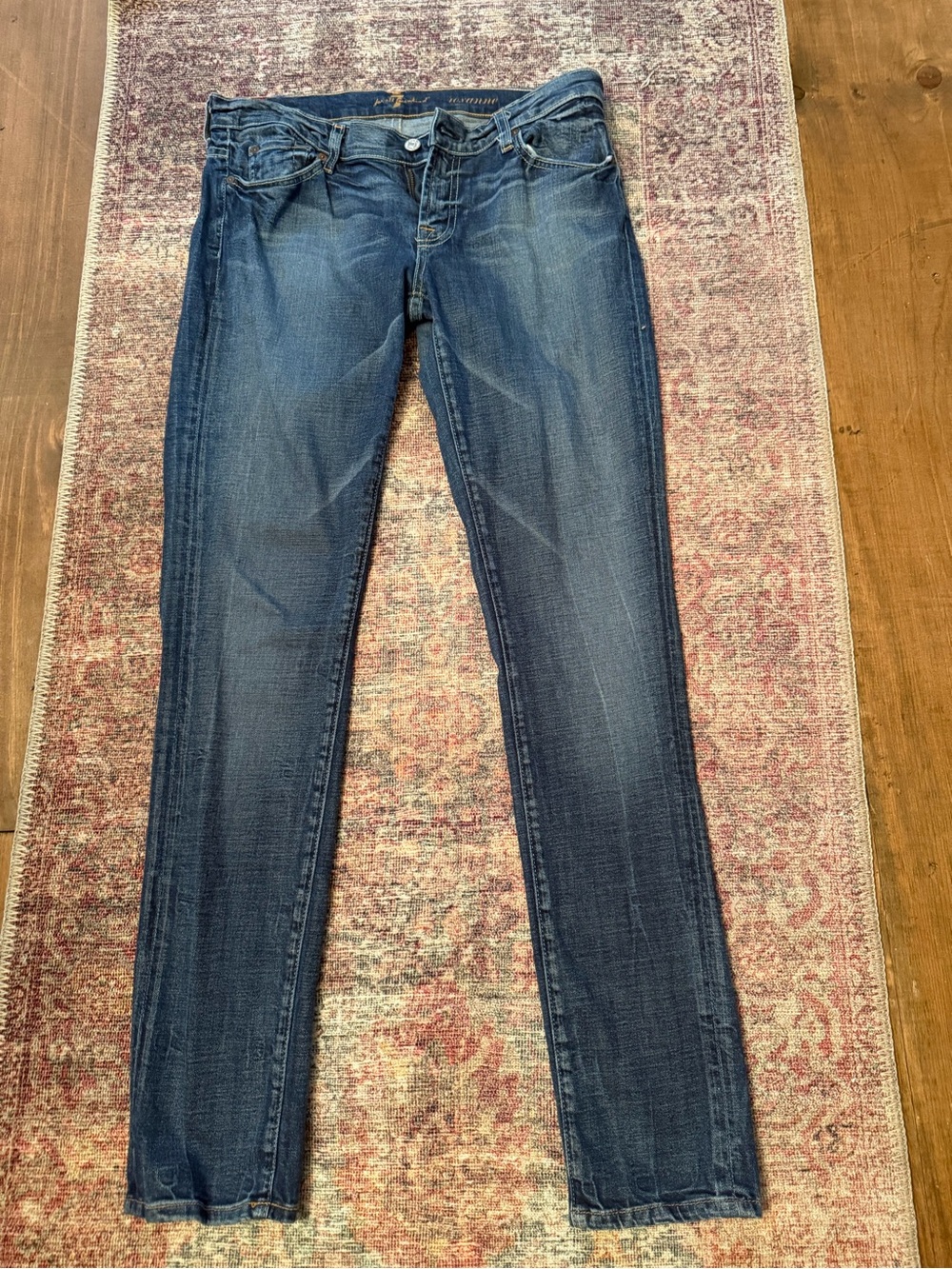 7 For All Mankind Women's Skinny Jeans in Dark Blue Wash